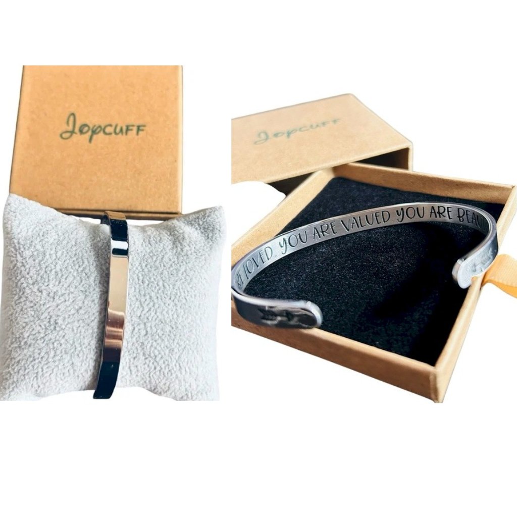 Joycuff Silver Stainless Steel Bracelet You Are Loved Message New In Box